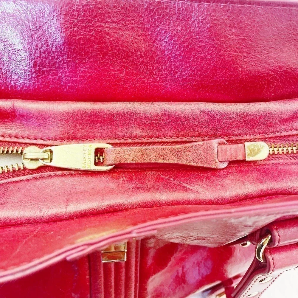 Badgley Mischka Red Leather Purse Crossbody Gold Hardware
